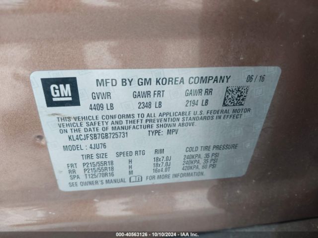 Photo 8 VIN: KL4CJFSB7GB725731 - BUICK ENCORE 