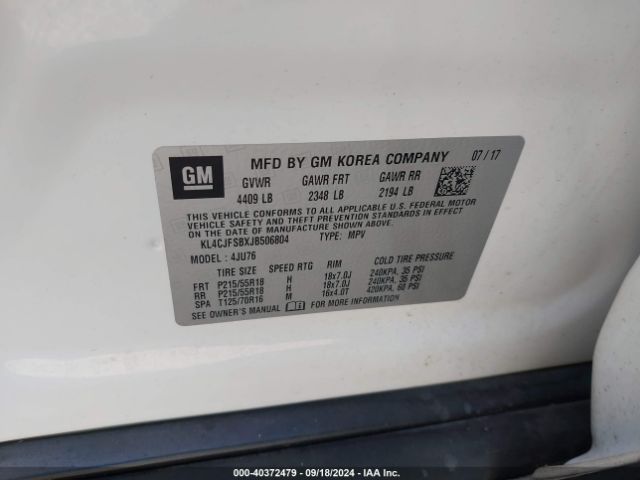 Photo 8 VIN: KL4CJFSBXJB506804 - BUICK ENCORE 