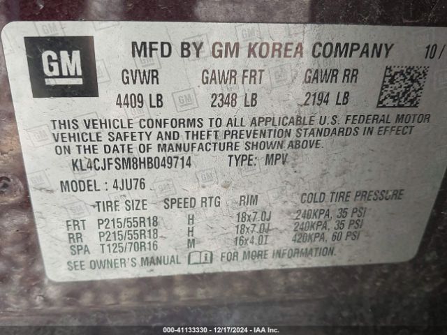 Photo 8 VIN: KL4CJFSM8HB049714 - BUICK ENCORE 