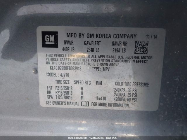 Photo 8 VIN: KL4CJGSB0FB093918 - BUICK ENCORE 