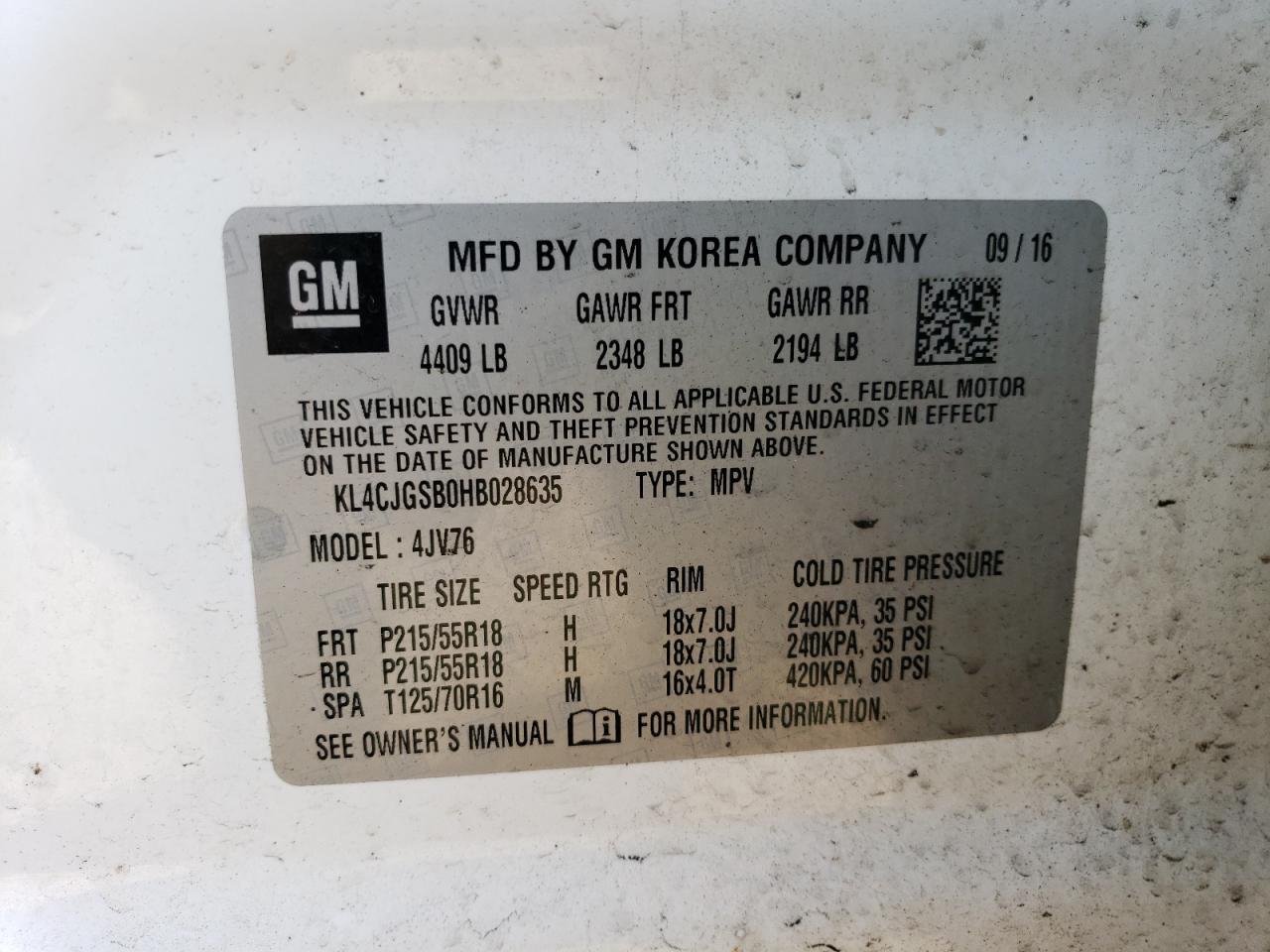 Photo 12 VIN: KL4CJGSB0HB028635 - BUICK ENCORE 