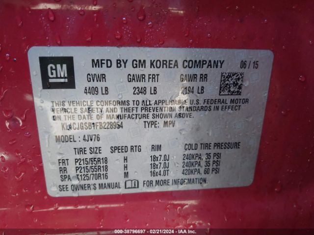 Photo 8 VIN: KL4CJGSB1FB228954 - BUICK ENCORE 