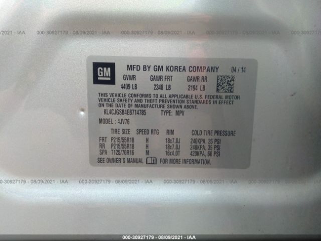 Photo 8 VIN: KL4CJGSB4EB714785 - BUICK ENCORE 