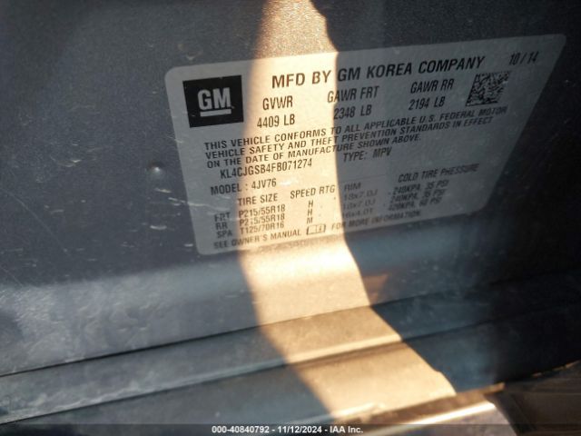 Photo 8 VIN: KL4CJGSB4FB071274 - BUICK ENCORE 