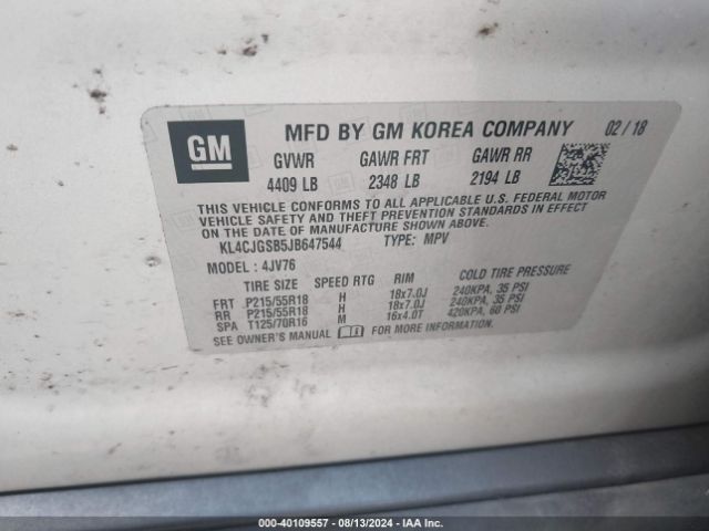 Photo 8 VIN: KL4CJGSB5JB647544 - BUICK ENCORE 