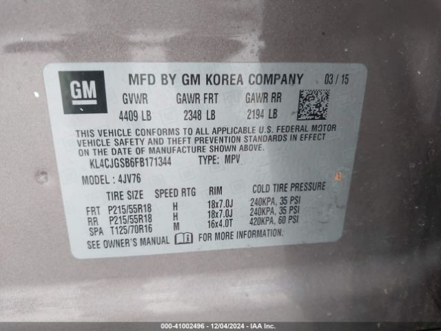 Photo 8 VIN: KL4CJGSB6FB171344 - BUICK ENCORE 