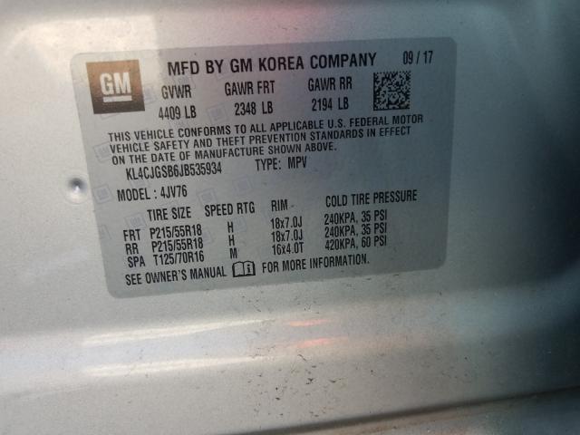 Photo 9 VIN: KL4CJGSB6JB535934 - BUICK ENCORE ESS 