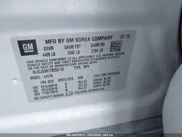 Photo 8 VIN: KL4CJGSB7FB255110 - BUICK ENCORE 