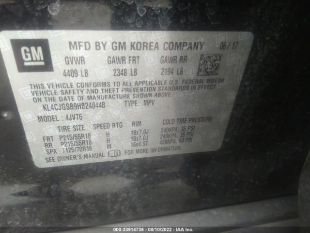 Photo 8 VIN: KL4CJGSB9HB240448 - BUICK ENCORE 