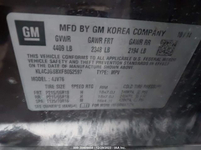 Photo 8 VIN: KL4CJGSBXFB052597 - BUICK ENCORE 