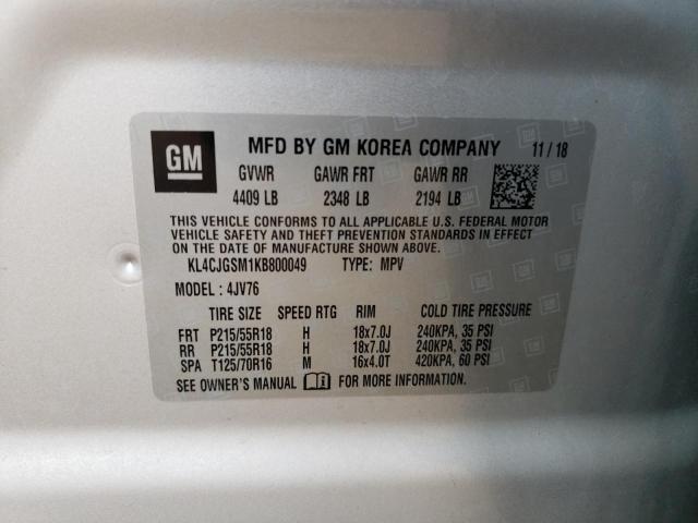 Photo 11 VIN: KL4CJGSM1KB800049 - BUICK ENCORE 