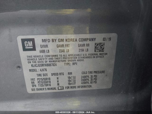 Photo 8 VIN: KL4CJGSM1KB887824 - BUICK ENCORE 