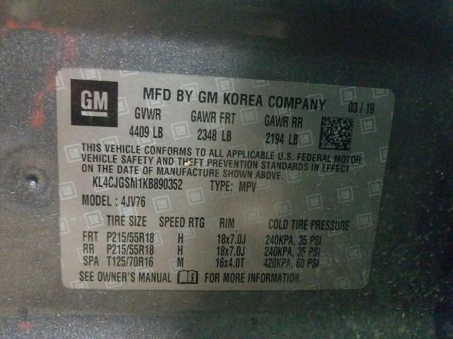 Photo 9 VIN: KL4CJGSM1KB890352 - BUICK ENCORE ESS 