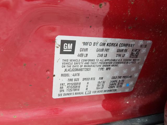 Photo 9 VIN: KL4CJGSM4KB772831 - BUICK ENCORE ESS 