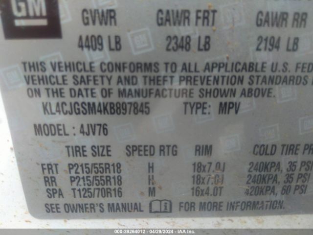 Photo 8 VIN: KL4CJGSM4KB897845 - BUICK ENCORE 