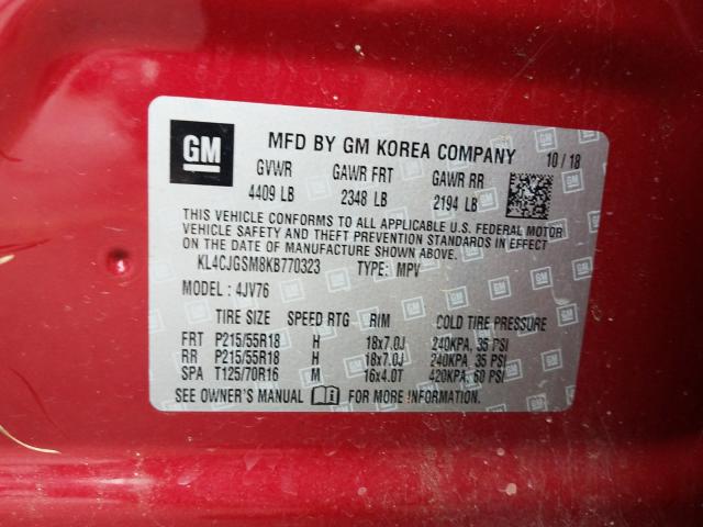 Photo 9 VIN: KL4CJGSM8KB770323 - BUICK ENCORE ESS 