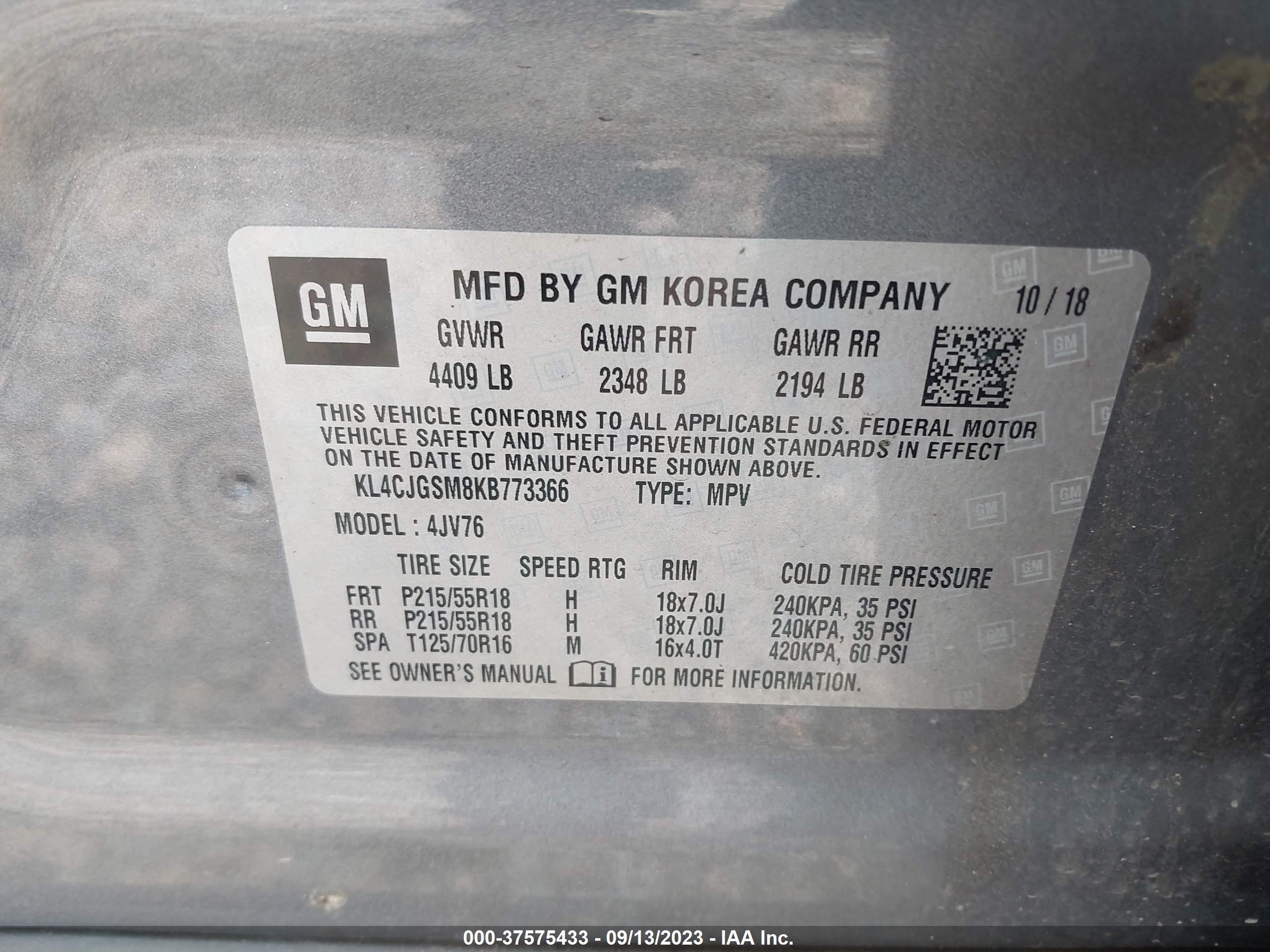 Photo 8 VIN: KL4CJGSM8KB773366 - BUICK ENCORE 