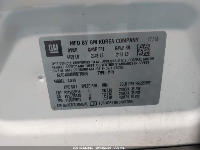 Photo 8 VIN: KL4CJGSM9KB770055 - BUICK ENCORE 