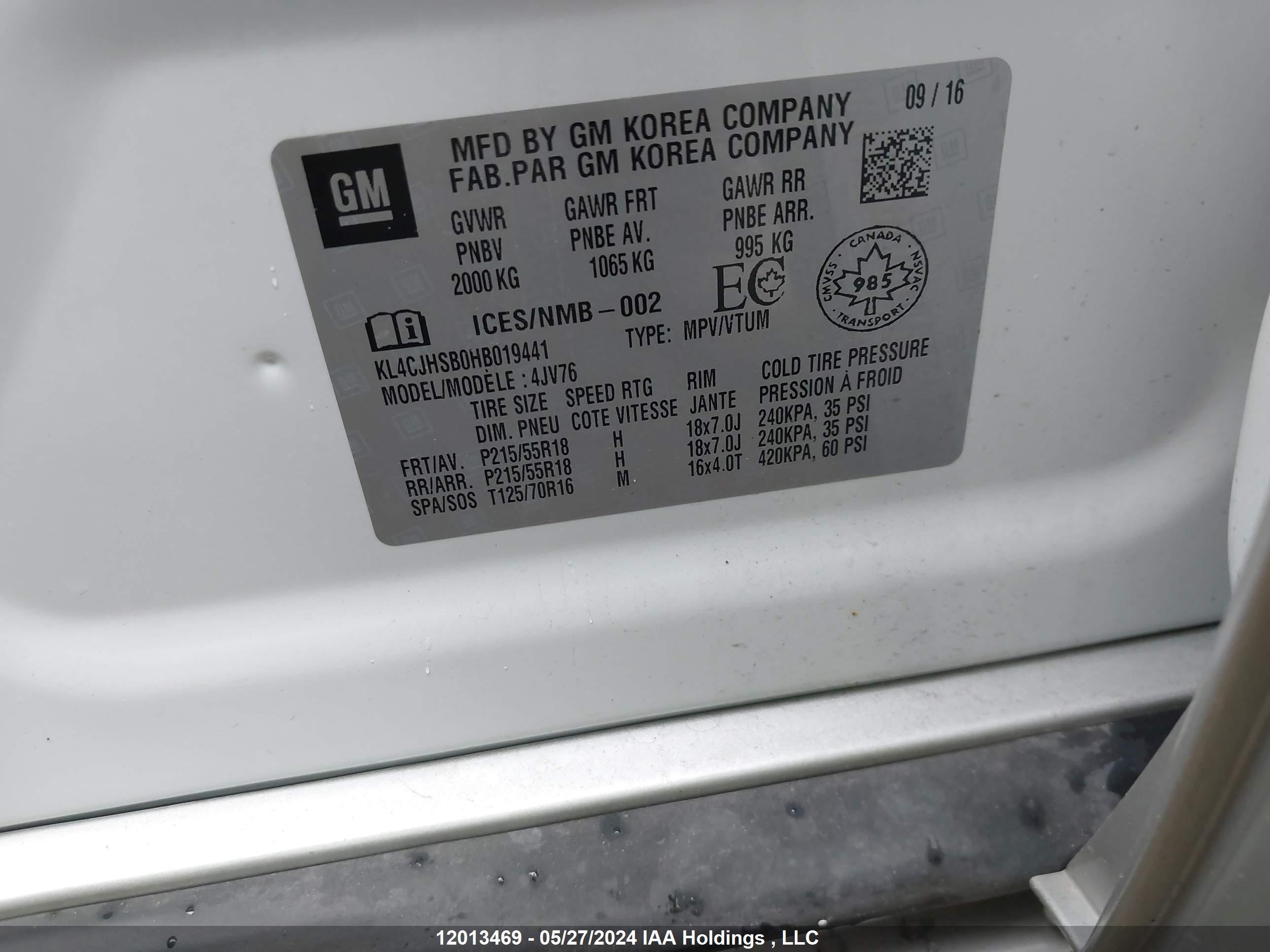 Photo 8 VIN: KL4CJHSB0HB019441 - BUICK ENCORE 