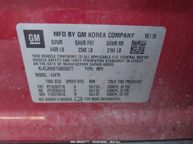 Photo 8 VIN: KL4CJHSB7GB556077 - BUICK ENCORE 