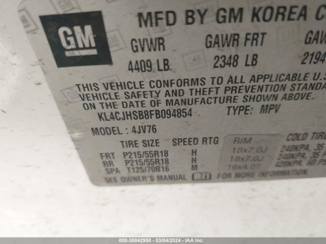 Photo 8 VIN: KL4CJHSB8FB094854 - BUICK ENCORE 