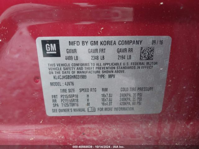 Photo 8 VIN: KL4CJHSB9HB031989 - BUICK ENCORE 