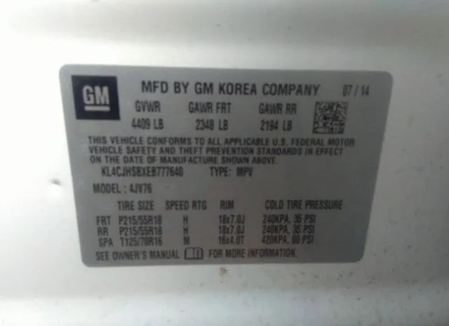 Photo 8 VIN: KL4CJHSBXEB777640 - BUICK ENCORE 