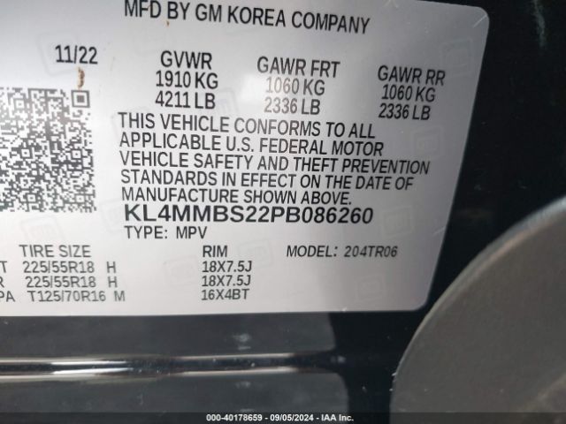 Photo 8 VIN: KL4MMBS22PB086260 - BUICK ENCORE GX 