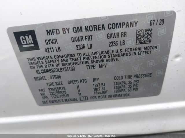 Photo 8 VIN: KL4MMBS23LB134133 - BUICK ENCORE GX 