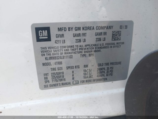 Photo 8 VIN: KL4MMBS24LB111122 - BUICK ENCORE GX 