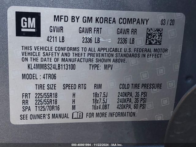 Photo 8 VIN: KL4MMBS24LB113100 - BUICK ENCORE GX 