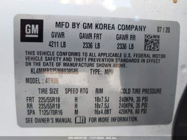 Photo 8 VIN: KL4MMBS25MB038585 - BUICK ENCORE GX 