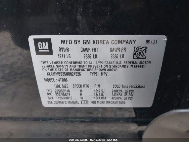 Photo 8 VIN: KL4MMBS25NB024526 - BUICK ENCORE GX 