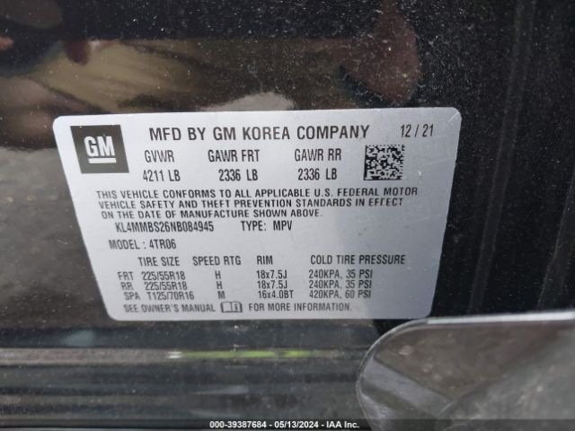 Photo 8 VIN: KL4MMBS26NB084945 - BUICK ENCORE GX 