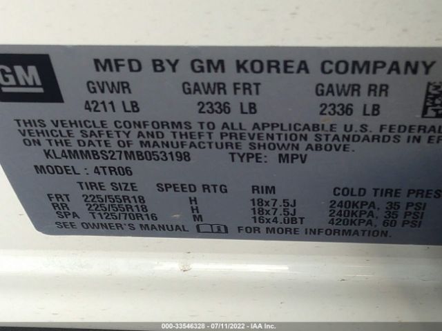 Photo 8 VIN: KL4MMBS27MB053198 - BUICK ENCORE GX 