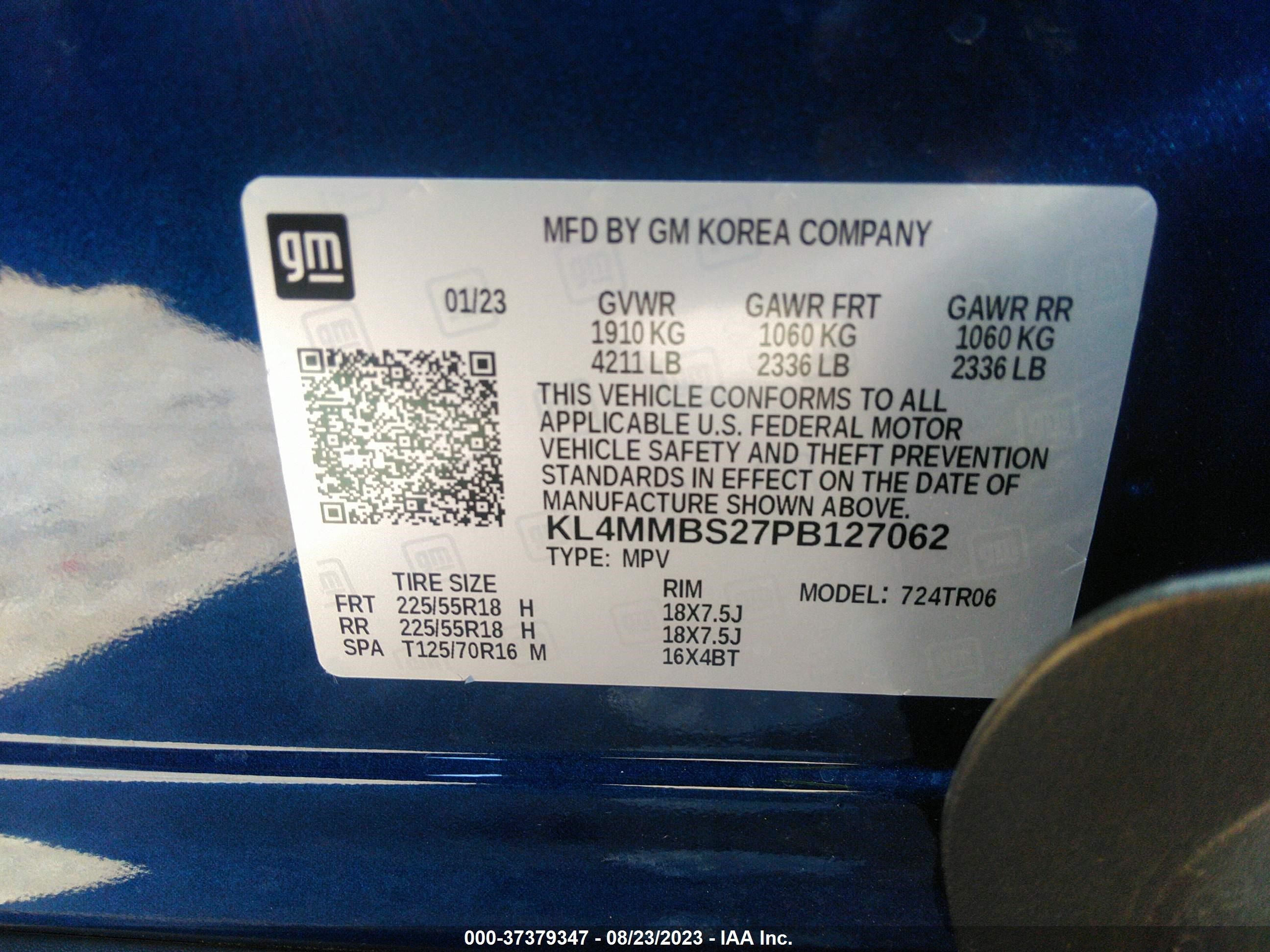 Photo 8 VIN: KL4MMBS27PB127062 - BUICK ENCORE GX 