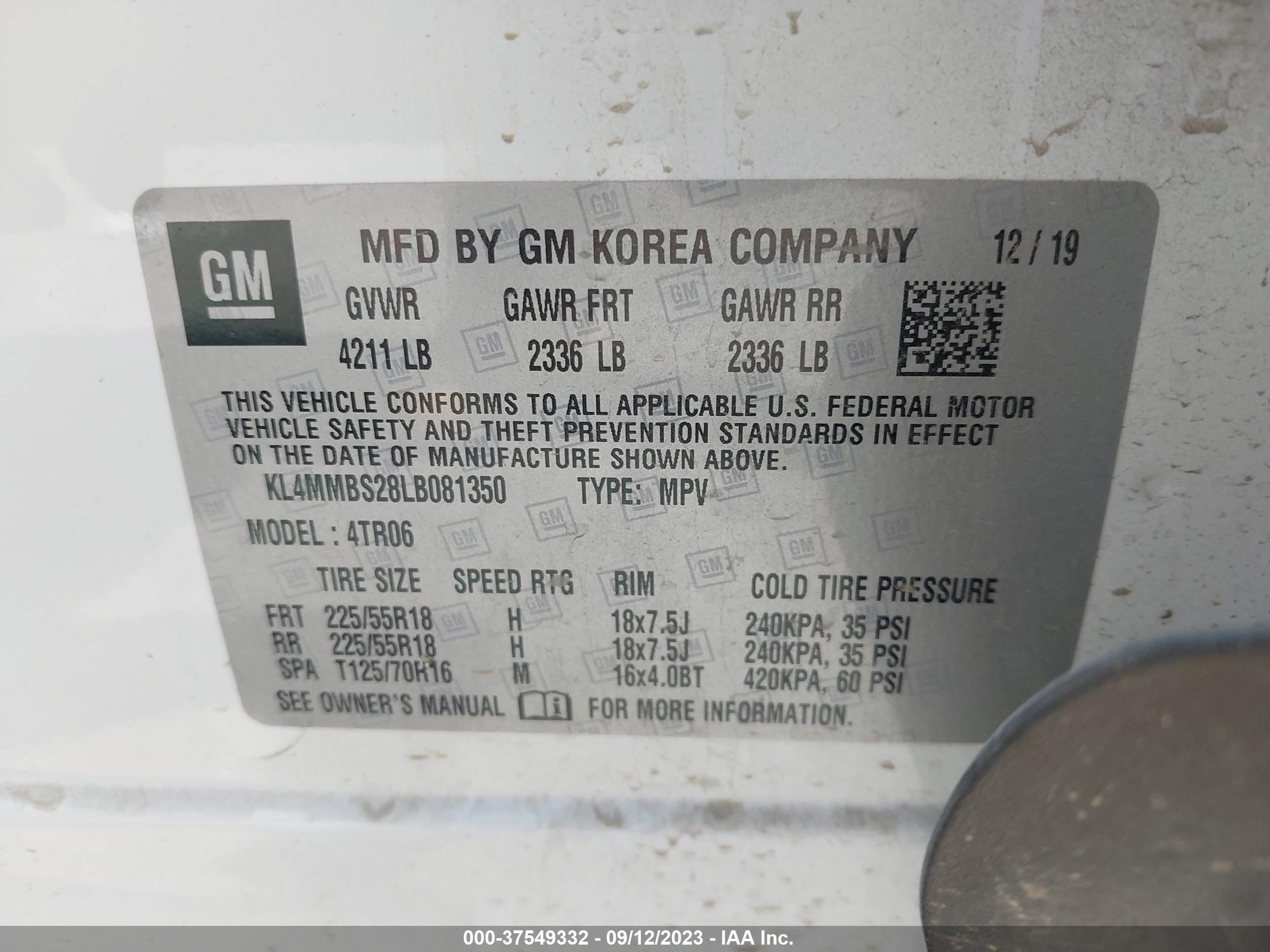 Photo 8 VIN: KL4MMBS28LB081350 - BUICK ENCORE GX 