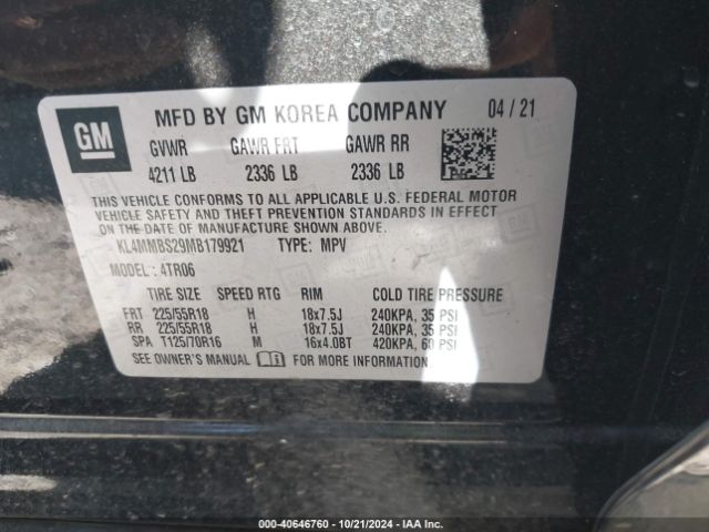 Photo 8 VIN: KL4MMBS29MB179921 - BUICK ENCORE GX 