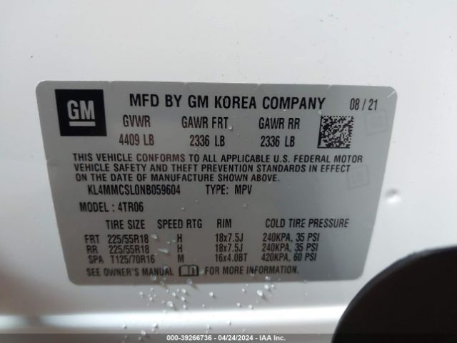 Photo 8 VIN: KL4MMCSL0NB059604 - BUICK ENCORE GX 