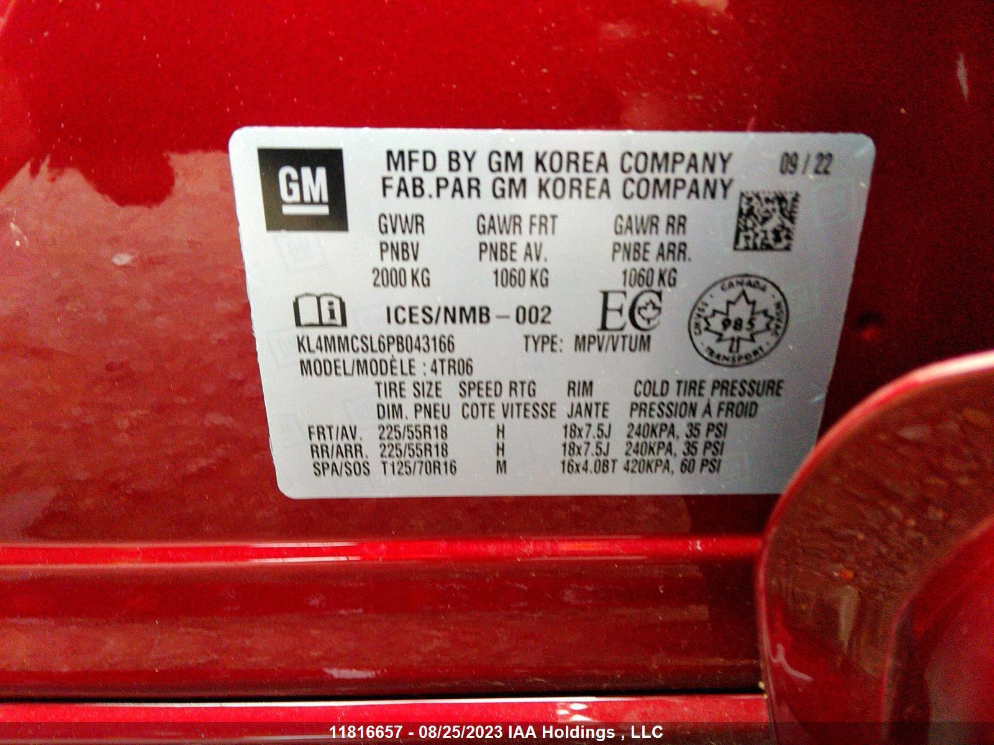 Photo 8 VIN: KL4MMCSL6PB043166 - BUICK ENCORE GX 