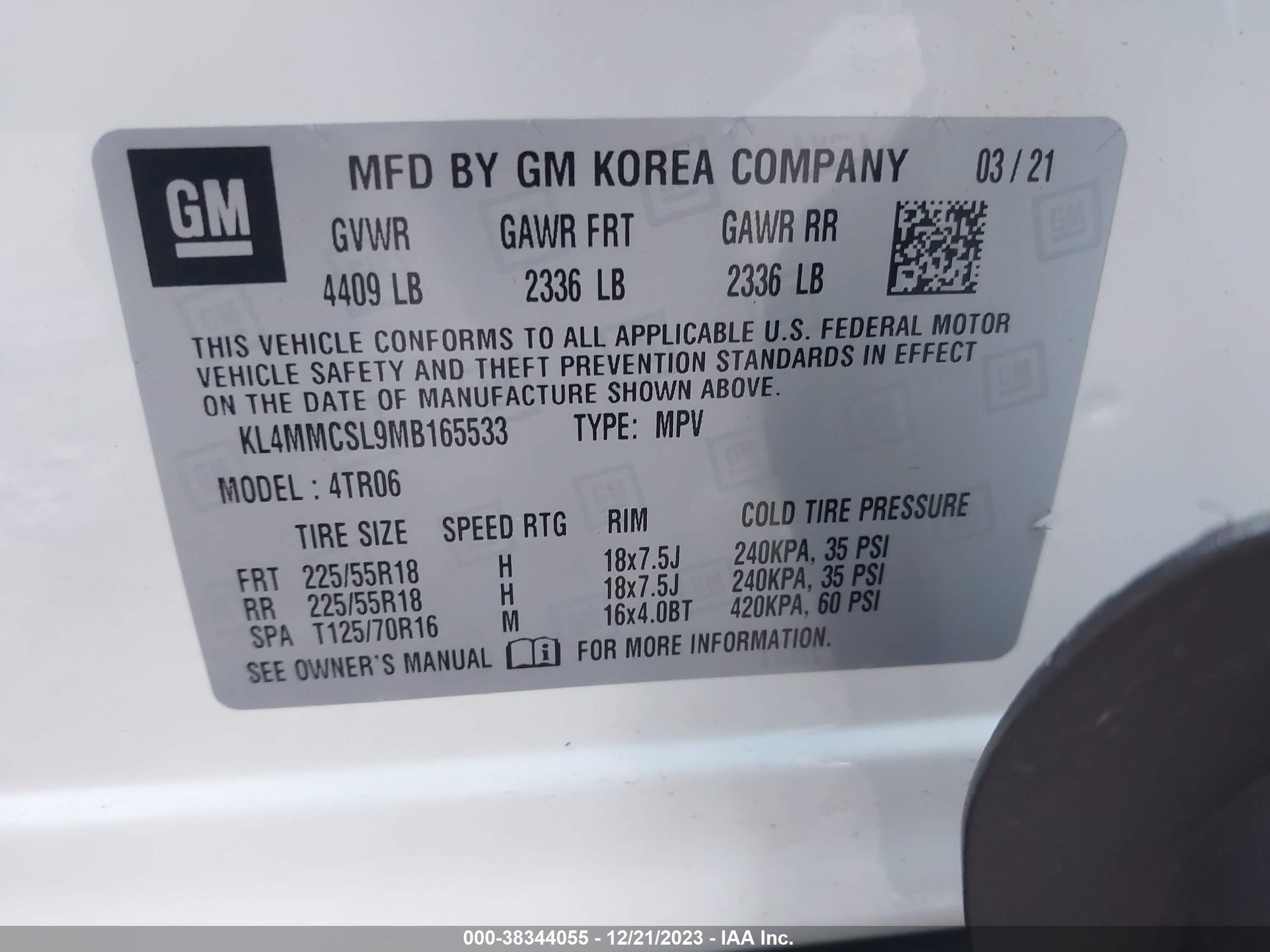 Photo 8 VIN: KL4MMCSL9MB165533 - BUICK ENCORE GX 