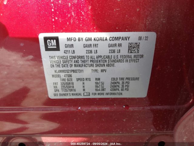 Photo 8 VIN: KL4MMDS21PB027311 - BUICK ENCORE GX 