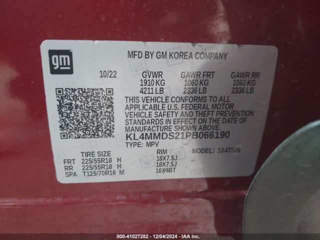 Photo 8 VIN: KL4MMDS21PB066190 - BUICK ENCORE GX 