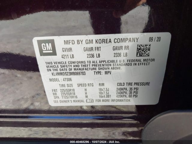 Photo 8 VIN: KL4MMDS23MB069703 - BUICK ENCORE GX 