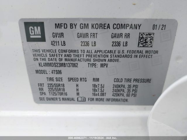 Photo 8 VIN: KL4MMDS23MB137062 - BUICK ENCORE GX 