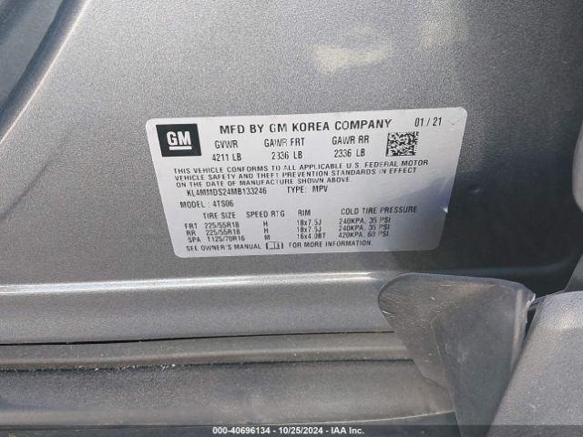 Photo 8 VIN: KL4MMDS24MB133246 - BUICK ENCORE GX 