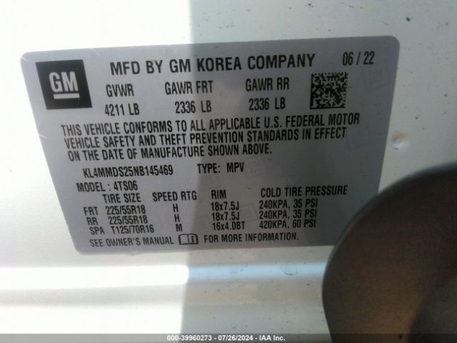 Photo 8 VIN: KL4MMDS25NB145469 - BUICK ENCORE GX 