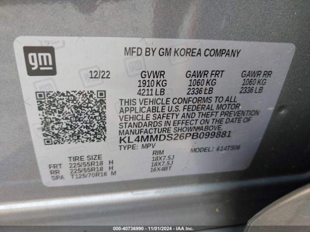 Photo 8 VIN: KL4MMDS26PB099881 - BUICK ENCORE GX 