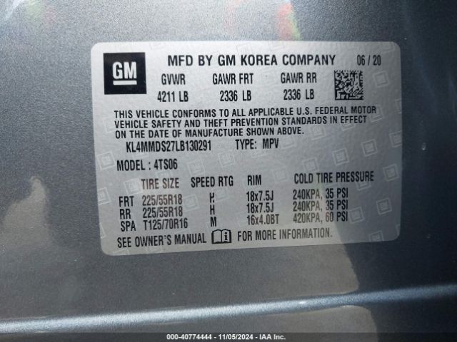 Photo 8 VIN: KL4MMDS27LB130291 - BUICK ENCORE GX 