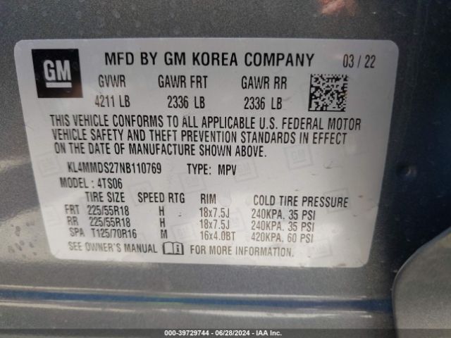 Photo 8 VIN: KL4MMDS27NB110769 - BUICK ENCORE GX 